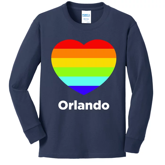 Orlando Love Rainbow Heart Kids Long Sleeve Shirt