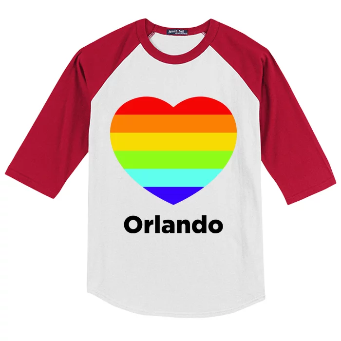 Orlando Love Rainbow Heart Kids Colorblock Raglan Jersey