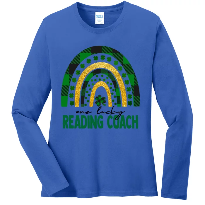 One Lucky Reading Coach Rainbow St Patricks Day Shamrock Gift Ladies Long Sleeve Shirt