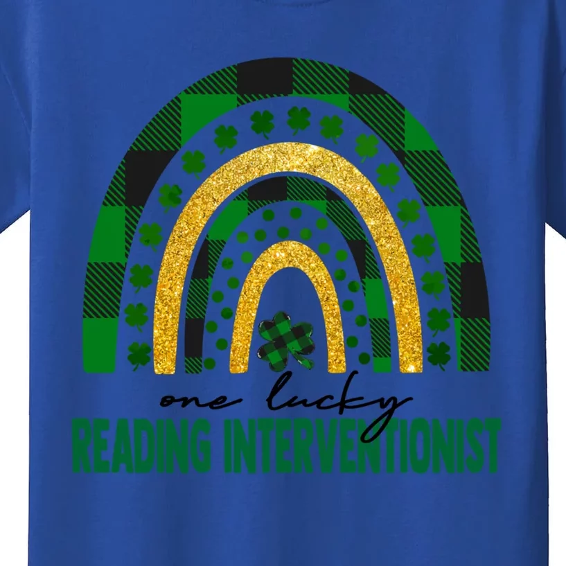 One Lucky Reading Interventionist Rainbow St Patricks Day Great Gift Kids T-Shirt