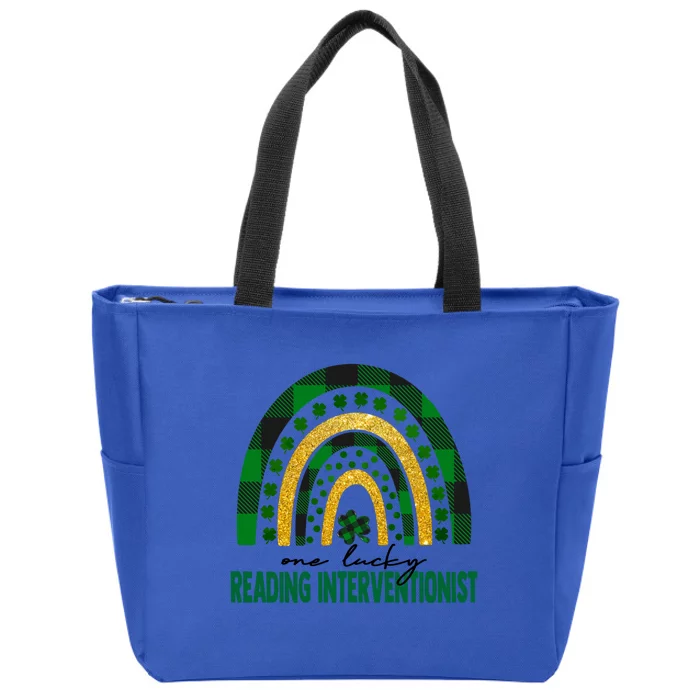 One Lucky Reading Interventionist Rainbow St Patricks Day Great Gift Zip Tote Bag