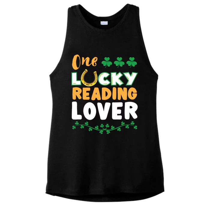 One Lucky Reading Lover St Patricks Day Gift Ladies Tri-Blend Wicking Tank