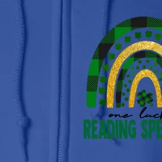 One Lucky Reading Specialist Rainbow St Patricks Day Gift Full Zip Hoodie