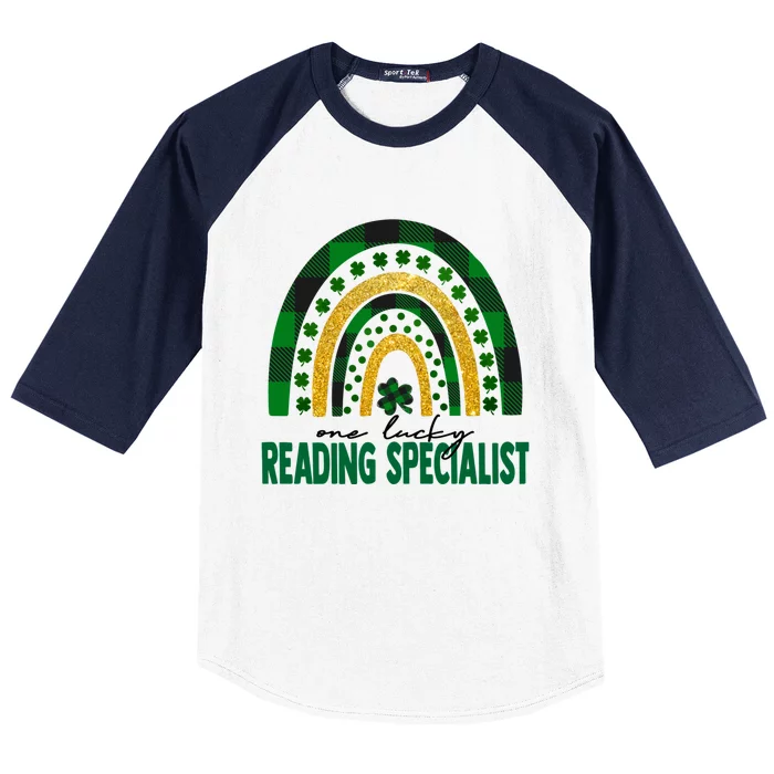 One Lucky Reading Specialist Rainbow St Patricks Day Gift Baseball Sleeve Shirt