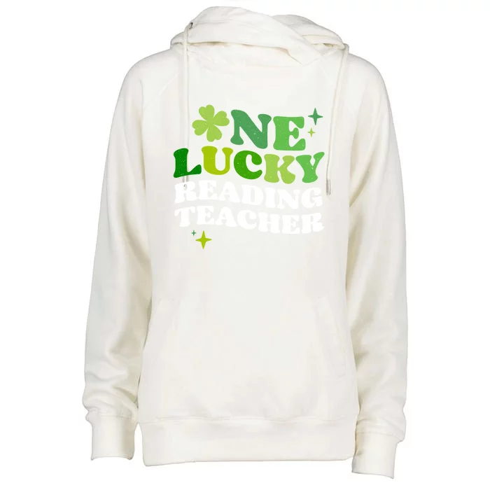 One Lucky Reading Teacher Irish Clovers St Patrick's Day Great Gift Womens Funnel Neck Pullover Hood