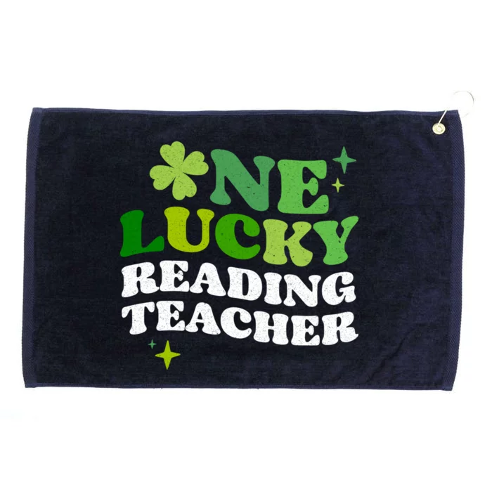 One Lucky Reading Teacher Irish Clovers St Patrick's Day Great Gift Grommeted Golf Towel