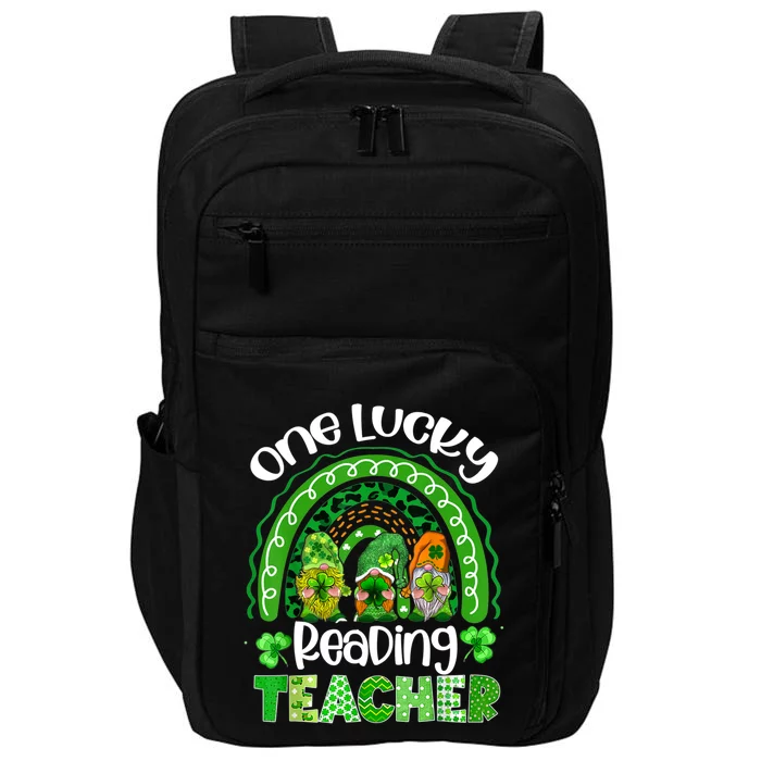 One Lucky Reading Teacher Rainbow Cute Gnome St Patricks Day Cute Gift Impact Tech Backpack