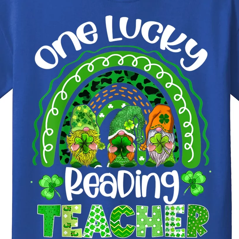 One Lucky Reading Teacher Rainbow Cute Gnome St Patricks Day Cute Gift Kids T-Shirt