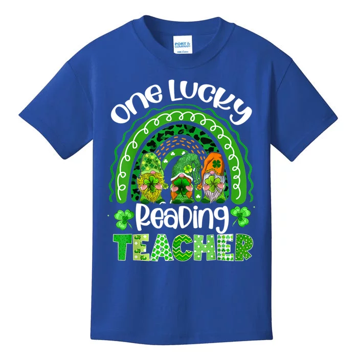 One Lucky Reading Teacher Rainbow Cute Gnome St Patricks Day Cute Gift Kids T-Shirt