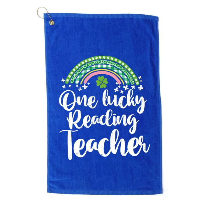 One Lucky Reading Teacher Rainbow St Patrick’s Day Gift Platinum Collection Golf Towel