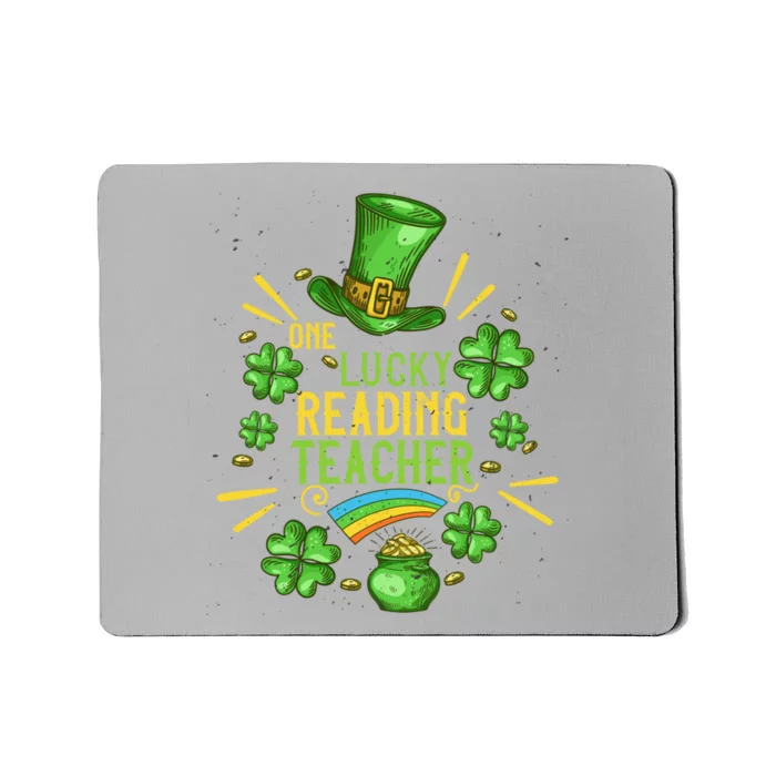 One Lucky Reading Teacher Shamrock St Patrick's Day Great Gift Mousepad