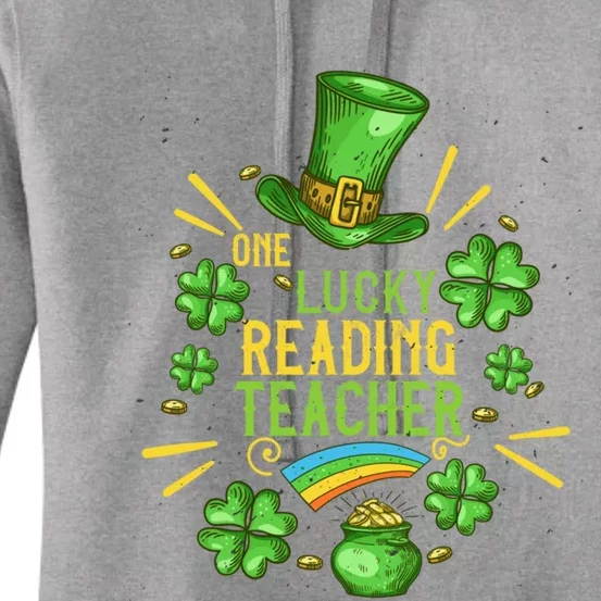 One Lucky Reading Teacher Shamrock St Patrick's Day Great Gift Women's Pullover Hoodie