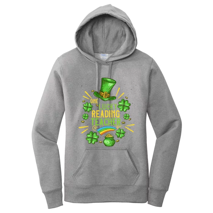 One Lucky Reading Teacher Shamrock St Patrick's Day Great Gift Women's Pullover Hoodie