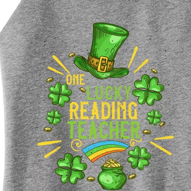 One Lucky Reading Teacher Shamrock St Patrick's Day Great Gift Women’s Perfect Tri Rocker Tank