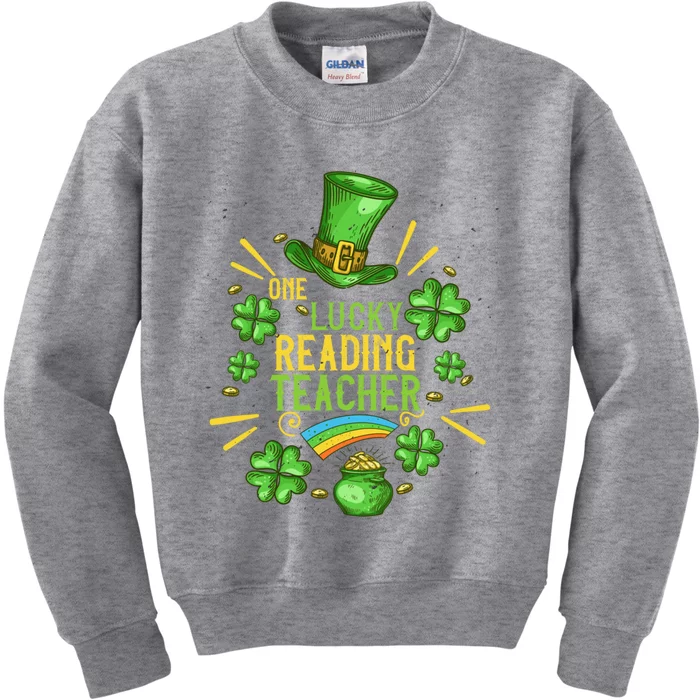 One Lucky Reading Teacher Shamrock St Patrick's Day Great Gift Kids Sweatshirt