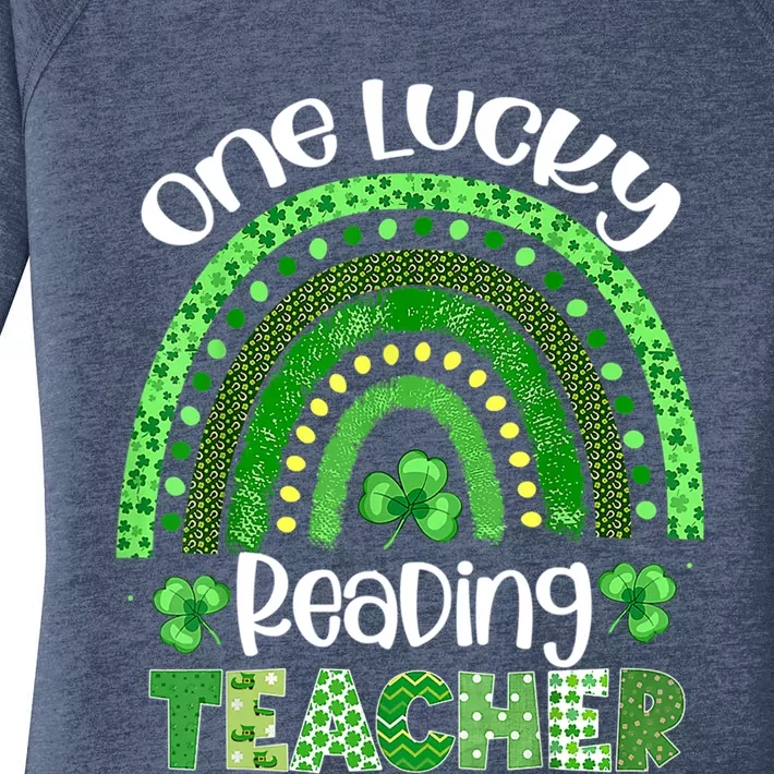 One Lucky Reading Teacher St Patrick's Day Shamrock Rainbow Gift Women's Perfect Tri Tunic Long Sleeve Shirt