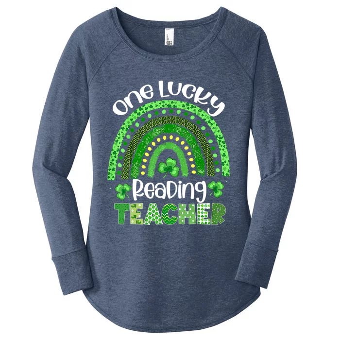 One Lucky Reading Teacher St Patrick's Day Shamrock Rainbow Gift Women's Perfect Tri Tunic Long Sleeve Shirt