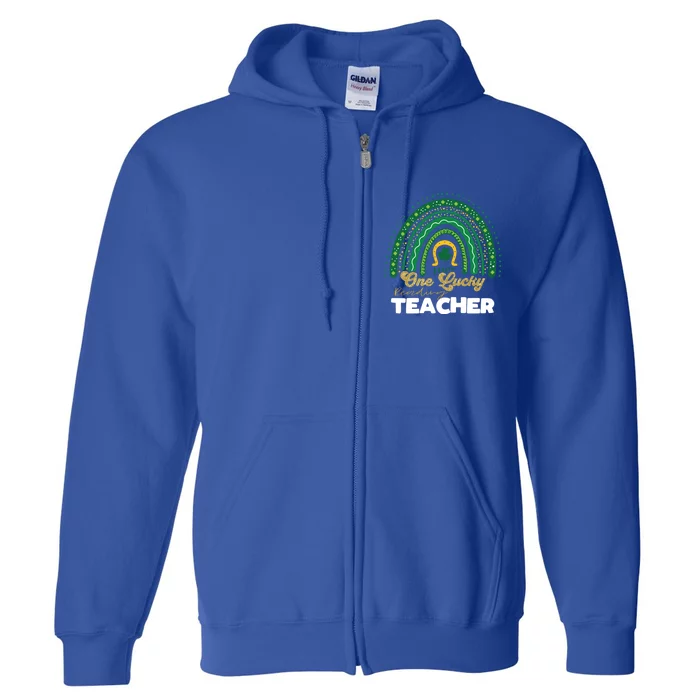 One Lucky Reading Teacher School Rainbow St Patrick's Day Gift Full Zip Hoodie