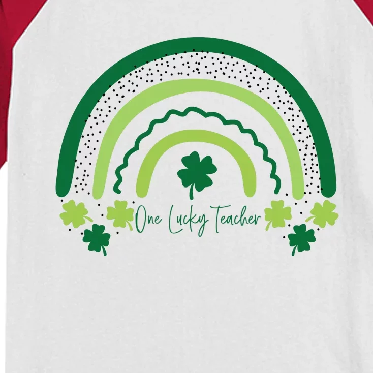 One Lucky Shamrock Teacher St Patrick’s Day Appreciation Kids Colorblock Raglan Jersey