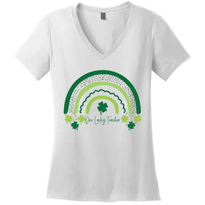 One Lucky Shamrock Teacher St Patrick’s Day Appreciation Women's V-Neck T-Shirt