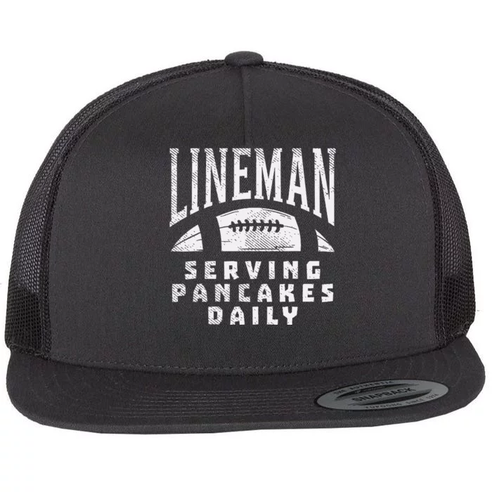 Offensive Lineman Serving Pancakes Daily Football Sport Gift Flat Bill Trucker Hat