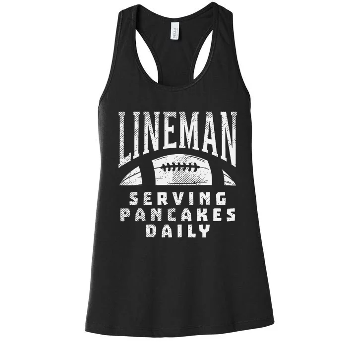 Offensive Lineman Serving Pancakes Daily Football Sport Gift Women's Racerback Tank