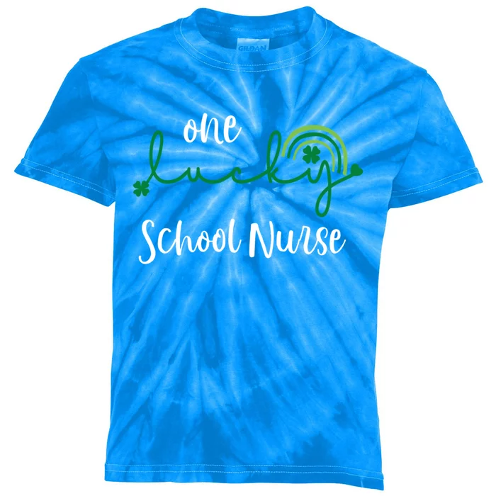 One Lucky School Nurse St Patrick's Day Irish Shamrock Gift Kids Tie-Dye T-Shirt