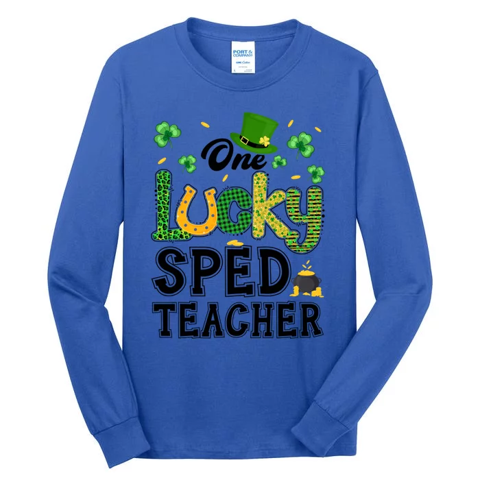 One Lucky Sped Teacher St Patricks Day Funny Gift Tall Long Sleeve T-Shirt