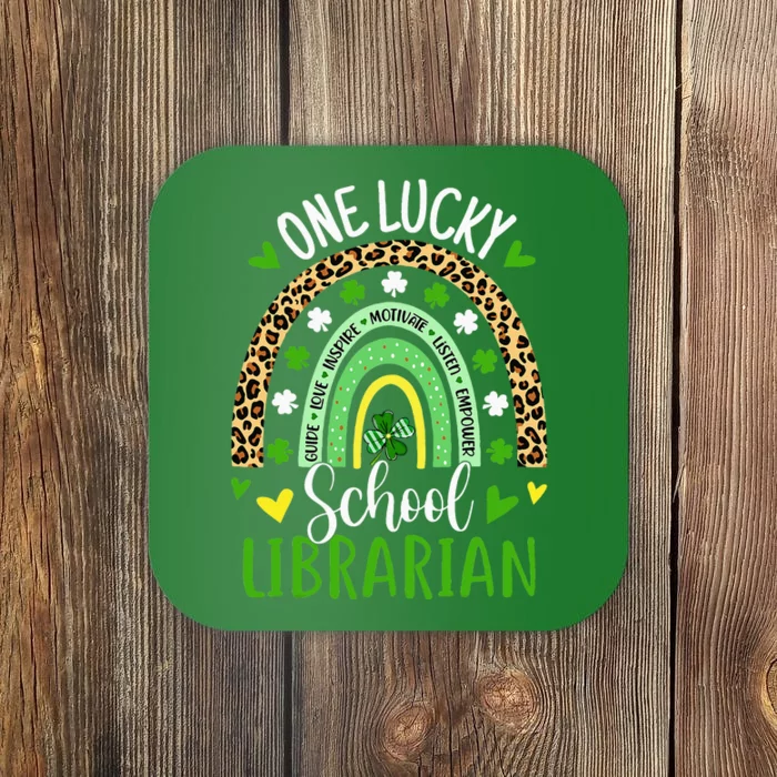 One Lucky School Librarian Rainbow St Patricks Day Coaster