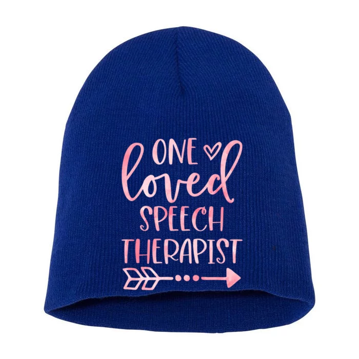 One Loved Speech Therapist Happy Valentines Day Slp Heart Cool Gift Short Acrylic Beanie