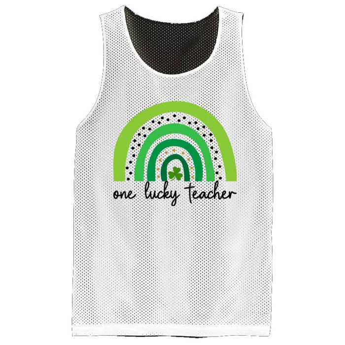 One Lucky Shamrock Teacher St Patrick’s Day Appreciation Mesh Reversible Basketball Jersey Tank