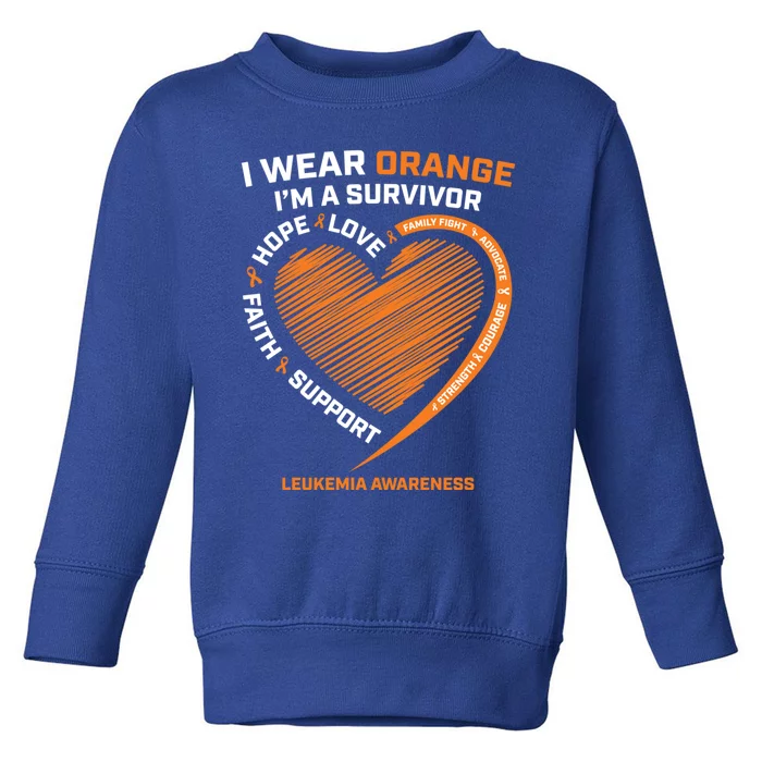 Orange Leukemia Survivor Gift Cancer Survivor Funny Gift Toddler Sweatshirt