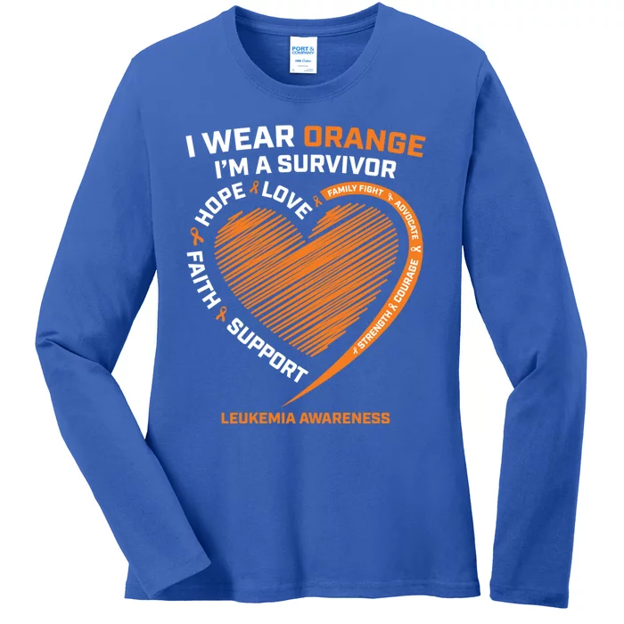 Orange Leukemia Survivor Gift Cancer Survivor Funny Gift Ladies Long Sleeve Shirt