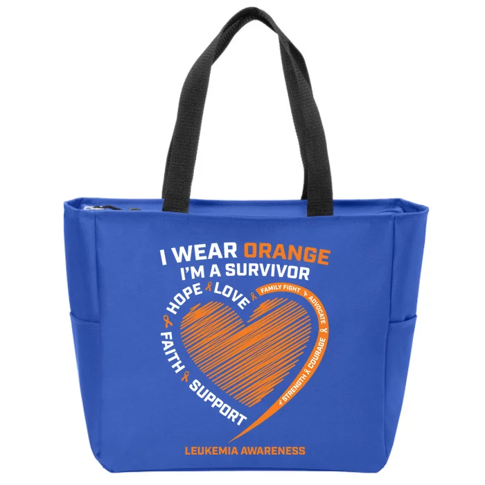 Orange Leukemia Survivor Gift Cancer Survivor Funny Gift Zip Tote Bag