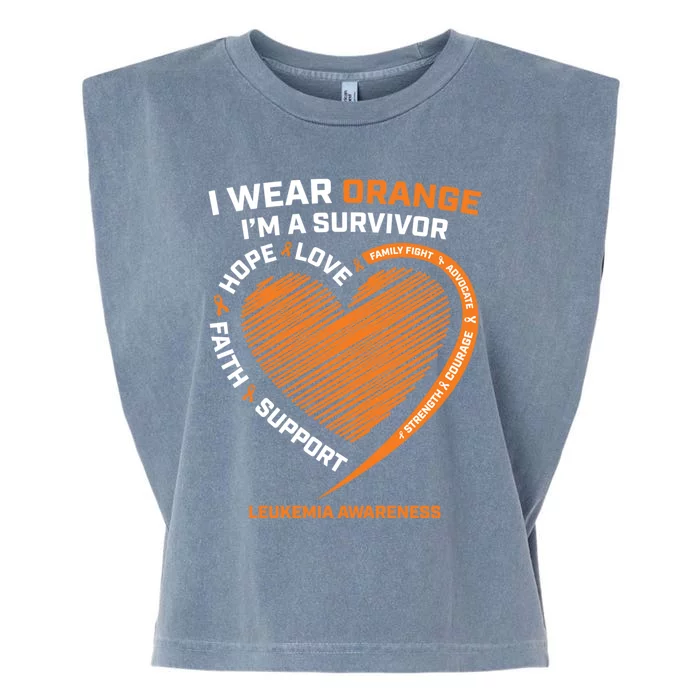 Orange Leukemia Survivor Gift Cancer Survivor Funny Gift Garment-Dyed Women's Muscle Tee