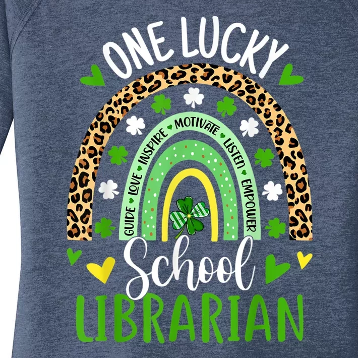 One Lucky School Librarian Rainbow St Patricks Day Women's Perfect Tri Tunic Long Sleeve Shirt