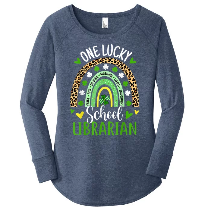 One Lucky School Librarian Rainbow St Patricks Day Women's Perfect Tri Tunic Long Sleeve Shirt