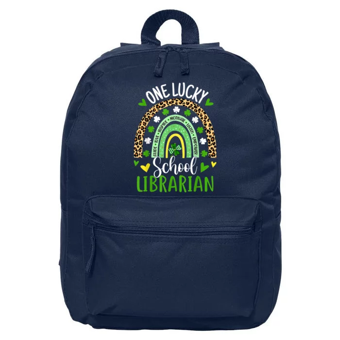 One Lucky School Librarian Rainbow St Patricks Day 16 in Basic Backpack