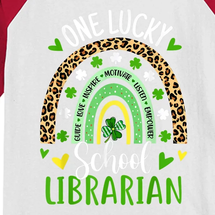 One Lucky School Librarian Rainbow St Patricks Day Kids Colorblock Raglan Jersey