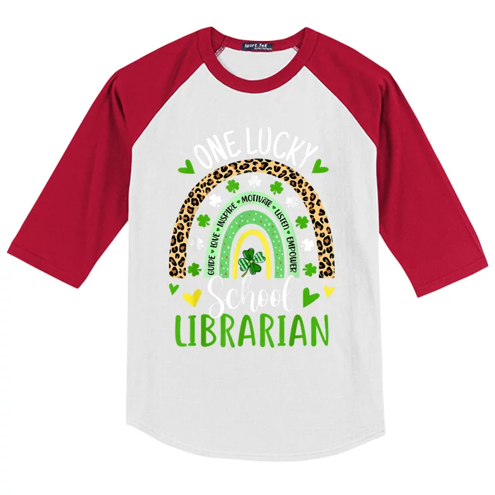 One Lucky School Librarian Rainbow St Patricks Day Kids Colorblock Raglan Jersey