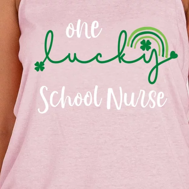 One Lucky School Nurse St Patrick's Day Irish Shamrock Gift Women's Knotted Racerback Tank