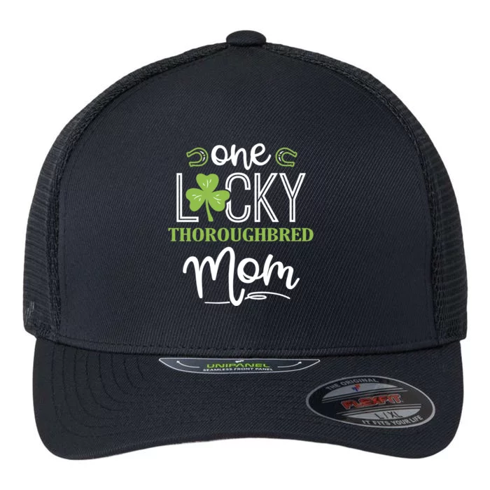 One Lucky Thoroughbred Horse Mom Irish Horseback Riding Gift Flexfit Unipanel Trucker Cap