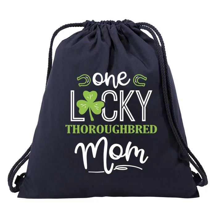 One Lucky Thoroughbred Horse Mom Irish Horseback Riding Gift Drawstring Bag