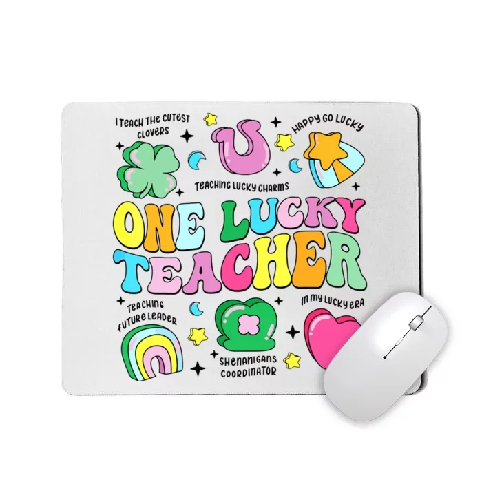 One Lucky Teacher Retro Teacher St Patricks Day Teaching Mousepad