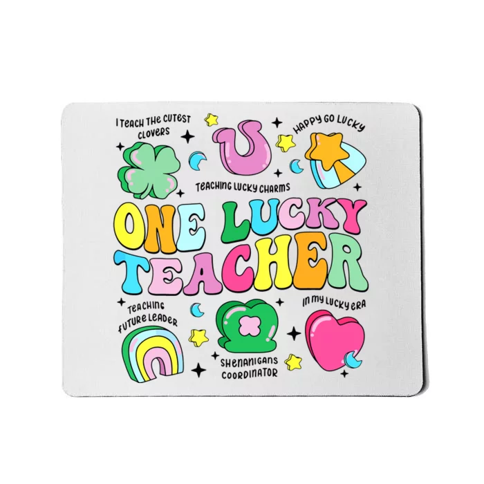 One Lucky Teacher Retro Teacher St Patricks Day Teaching Mousepad