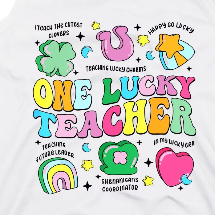 One Lucky Teacher Retro Teacher St Patricks Day Teaching Tank Top