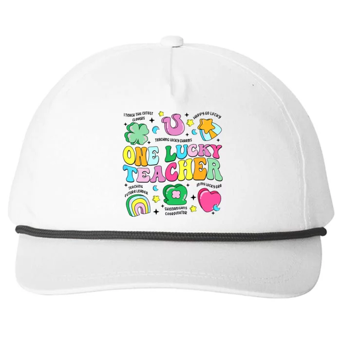 One Lucky Teacher Retro Teacher St Patricks Day Teaching Snapback Five-Panel Rope Hat