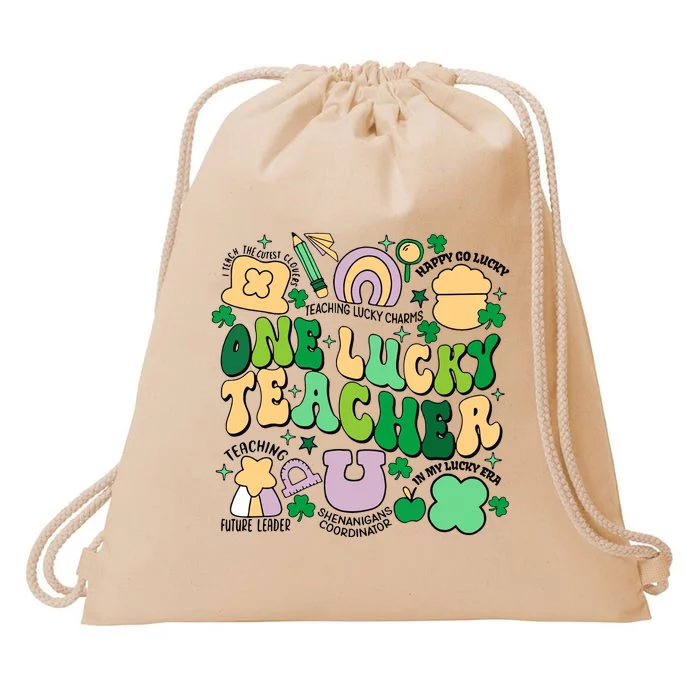 One Lucky Teacher St Patricks Day Irish Teacher Lucky Era Drawstring Bag