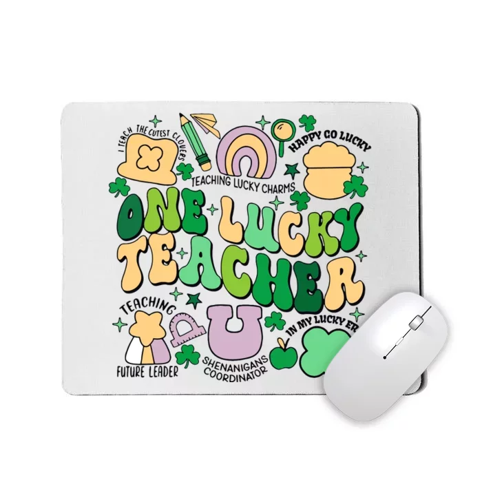 One Lucky Teacher St Patricks Day Irish Teacher Lucky Era Mousepad