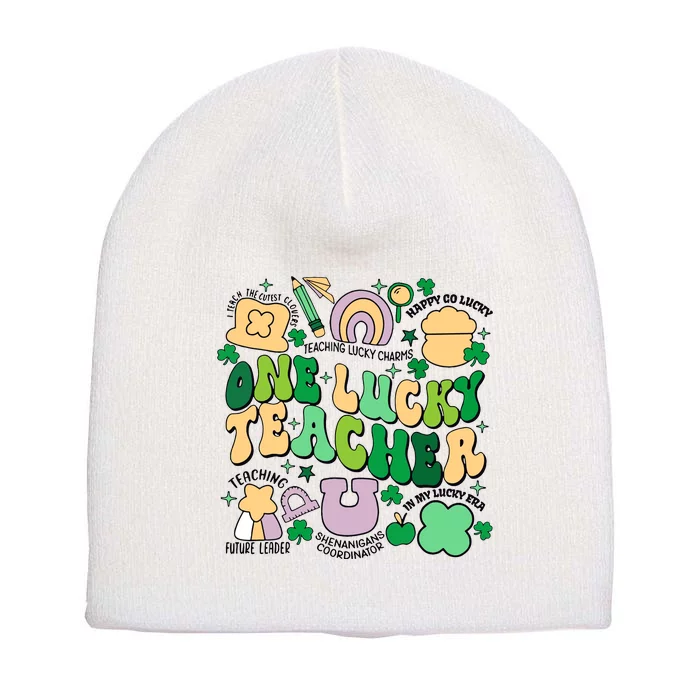 One Lucky Teacher St Patricks Day Irish Teacher Lucky Era Short Acrylic Beanie